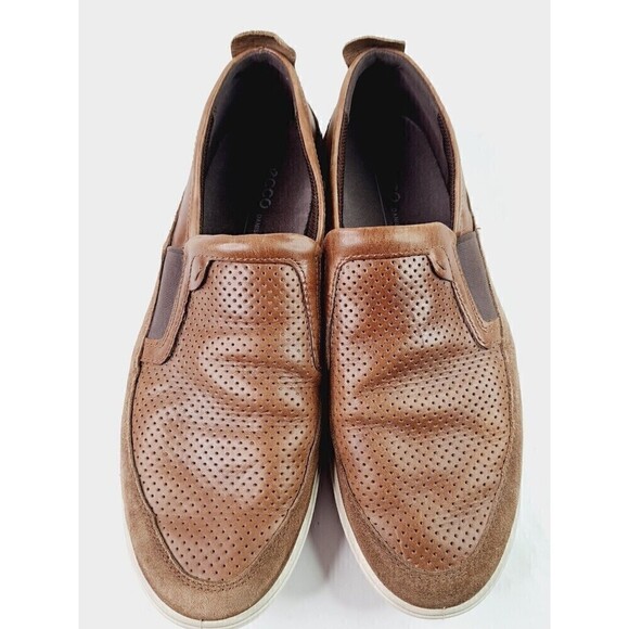 ECCO Slip On Loafers Brown Suede Leather Danish Design Sneakers Mens Size 12 - Picture 2 of 7